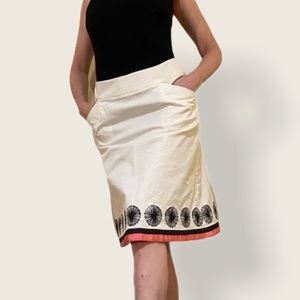 Talbots Pocket Skirt white size 6 ribbon trim